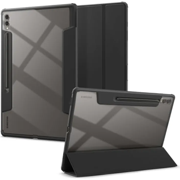 Spigen Ultra Hybrid Pro Hülle Entwickelt für Samsung Galaxy Tab S10 Ultra (2024) / S9 Ultra (2023) / S8 Ultra (2022) - Schwarz, Stabiler Ständer und erhöhte Kanten für zusätzlichen Schutz