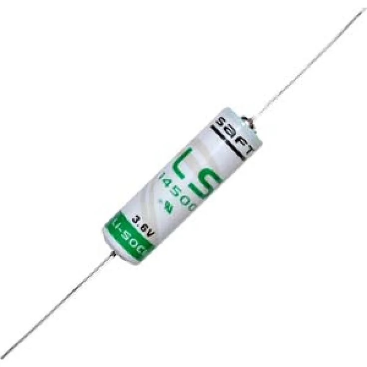 SAFT Lithium Batterie Saft LS14500 Mignon/AA 3,6Volt, 2600mAh mit axialem Lötdraht