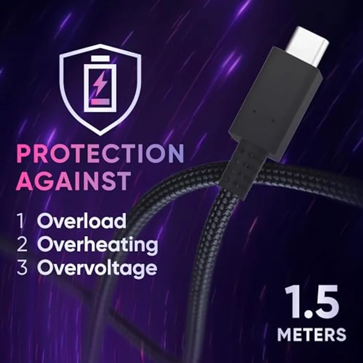 Oniverse 65W USB-C Charger, kompakter Schnellladeadapter mit USB-A und USB-C, 1,5 m Kabel, Schwarz – Bild 6