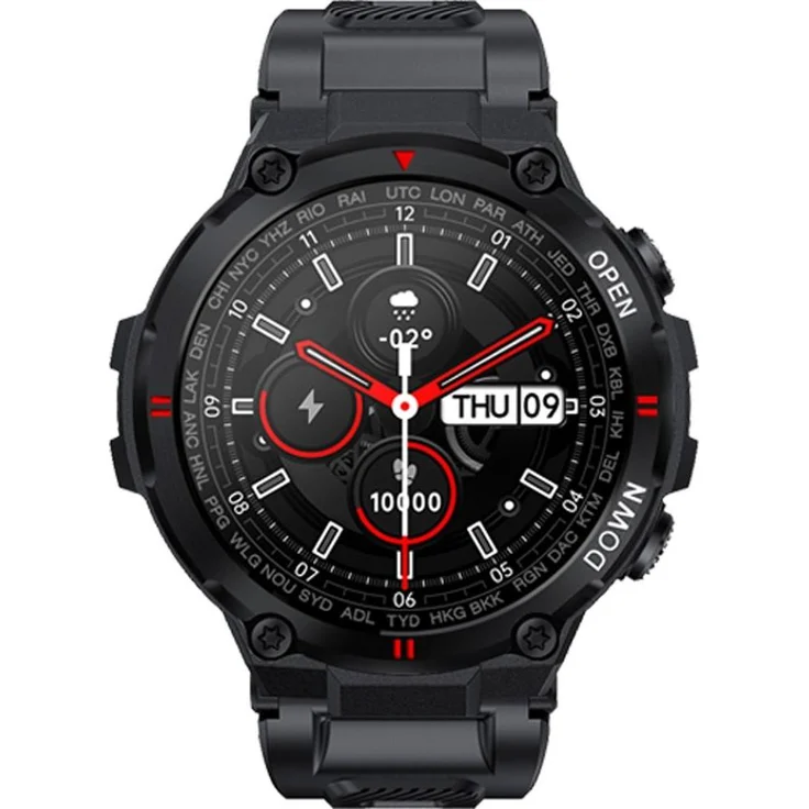 Gravity GT7-1 Smartwatch, 1,32 Zoll Full-Touch-Display, Bluetooth 5.0, IP67, schwarz