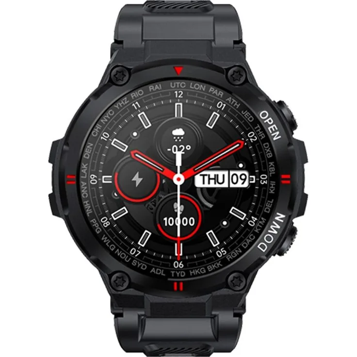 Gravity GT7-1 Smartwatch, 1,32 Zoll Full-Touch-Display, Bluetooth 5.0, IP67, schwarz