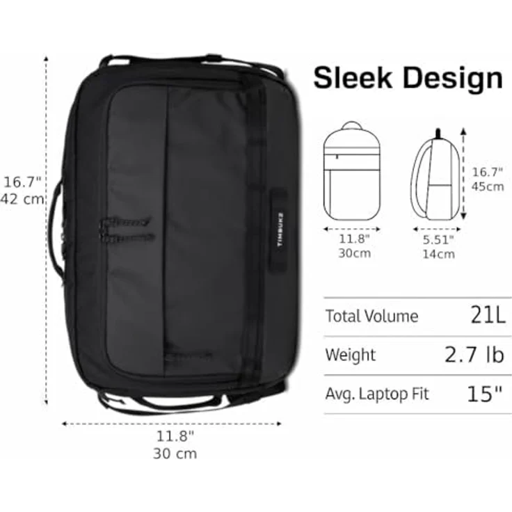 Timbuk2 Scheme Convertible Briefcase (17.30"), multifunktionale Laptoptasche für Geschäftsreisende, Schwarz – Bild 10