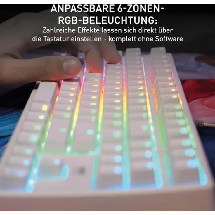 CHERRY XTRFY K4V2 TKL, Kabelgebundene Gaming-Tastatur, RGB-Beleuchtung, Mechanische MX2A RED Switches, Weiß – Bild 5