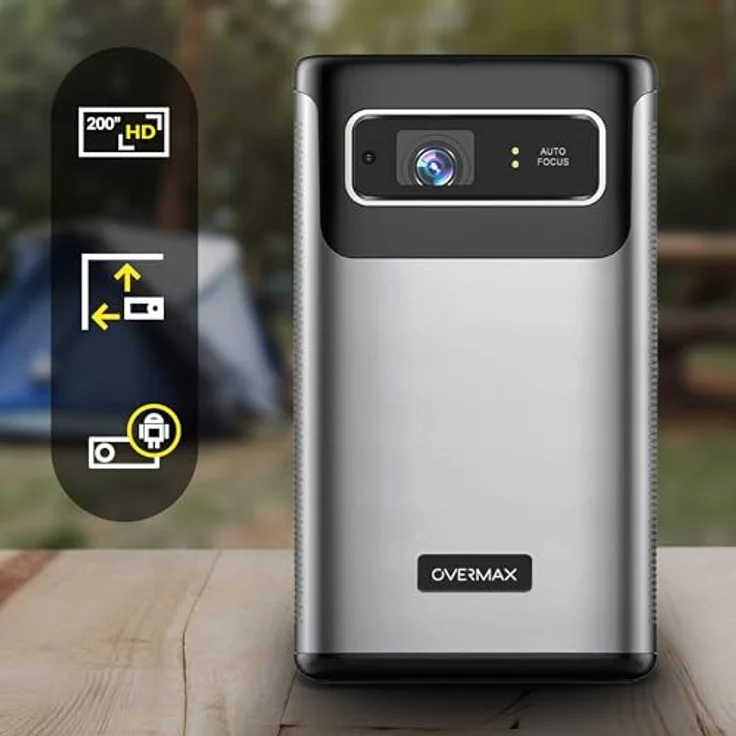 Overmax MULTIPIC 8.1 Beamer (5000 lm, 10,000:1, 3840 x 2160 - 4K px, Android/4K/Wi-Fi/USB-C/8000mAh-Mobiler/Touchpad/30 -200) - Tragbarer Business-Beamer mit 4K-Auflösung und 5000 Lumen, Schwarz – Bild 4