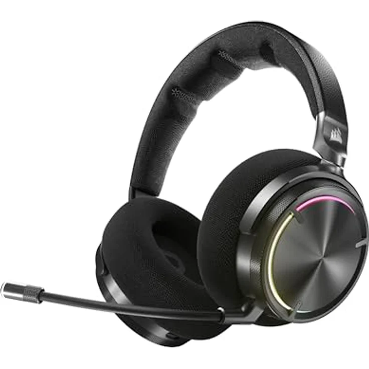 Corsair Virtuoso MAX Wireless Gaming-Headset mit Bluetooth – Dolby Atmos, SoundID, Aktive Geräuschunterdrückung, Mikrofon in Rundfunkqualität, Graphene-Treiber, für PC, Mac, PS5, PS4 – Kohlenstoff – Bild 1
