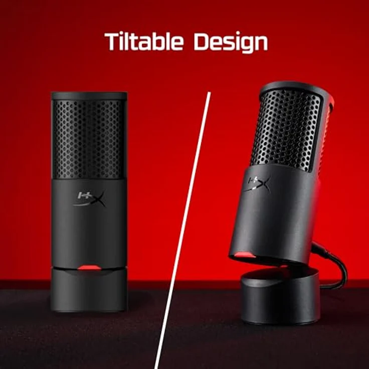 HyperX SoloCast 2 USB-Mikrofon – Gaming & Streaming Mikrofon mit Tap-to-Mute, 96 kHz/24-Bit Aufnahme, integriertem Popfilter, USB-C Plug & Play, Schwarz – Bild 4