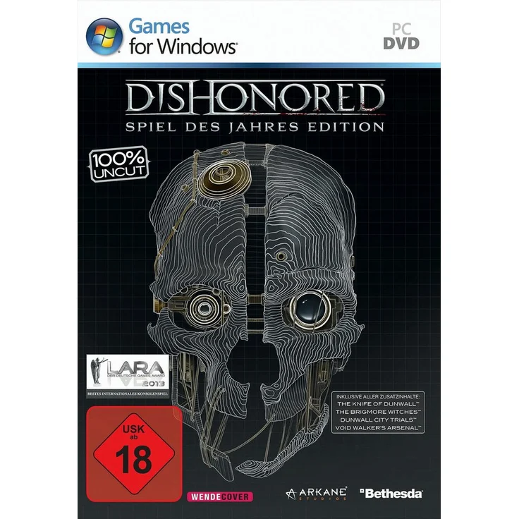 Bethesda Dishonored - Spiel des Jahres Edition PC, Vollständige Sammlung mit 10 Stunden brandneuen Abenteuern, Deutschsprachig, DVD-ROM, Dual Core 3 GHz, 3 GB RAM, 9 GB Festplattenspeicher, 512 MB Grafikkarte, Win Vista/7 – Bild 1