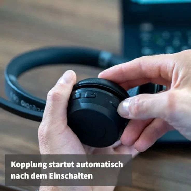 GEQUDIO GB-2 Headset Bluetooth, kabellos mit Mikrofon, passives Noise Cancelling, 2 Geräte gleichzeitig verbinden, lange Akkulaufzeit, mit Ladestation – Bild 5