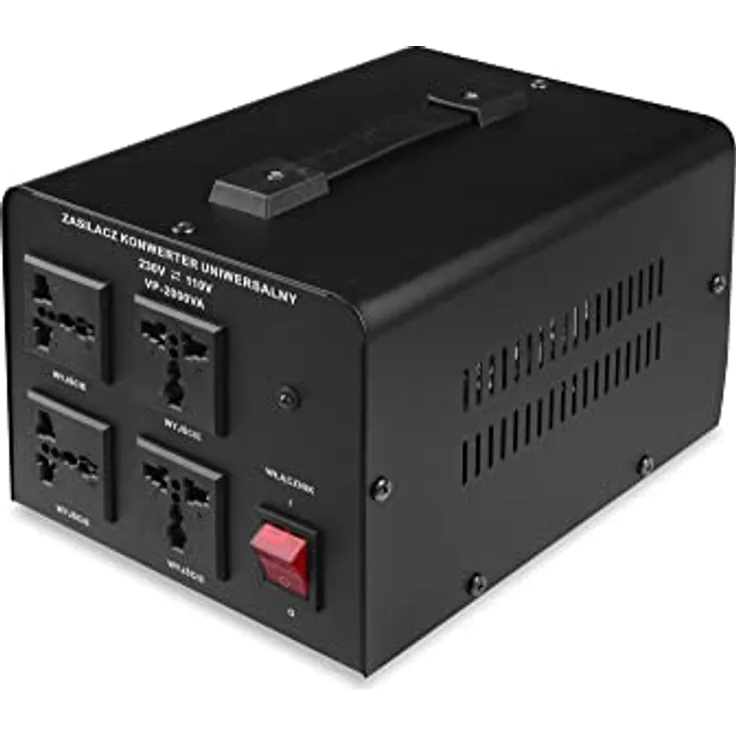 VOLT VP 2000, Spannungswandler 230/110V mit 2000W Leistung, kompakt und elegant schwarz