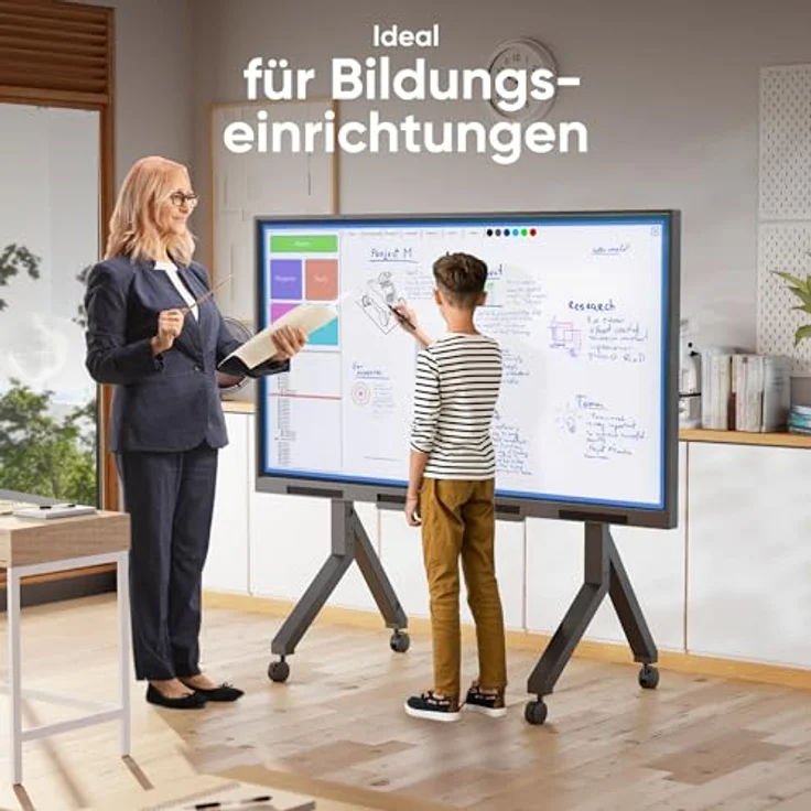 ONKRON TS2081-B, mobiler TV Ständer rollbar für 70-110 Zoll Fernseher, max. 125 kg, VESA 200x200-1000x800, mit Ablage, Schwarz – Bild 4