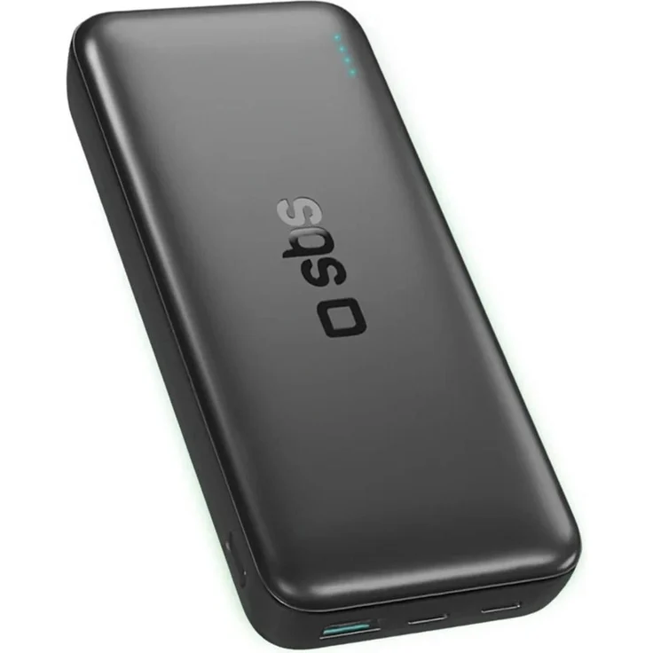 SBS Powerbank TTBB20000PO4K, 20000 mAh Lithium-Eisen-Phosphat Powerbank, Schwarz, USB Type-C, gleichzeitiges Laden von 2 Geräten