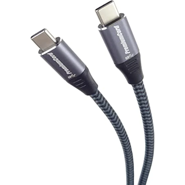 PremiumCord USB-C 3.2 Gen 1 Verbindungskabel, Datenkabel SuperSpeed bis zu 5Gbit/s, Ladenkabel bis zu 2A, USB 3.2 Generation 1 Typ C Stecker, Länge 0,5m Grau – Bild 1