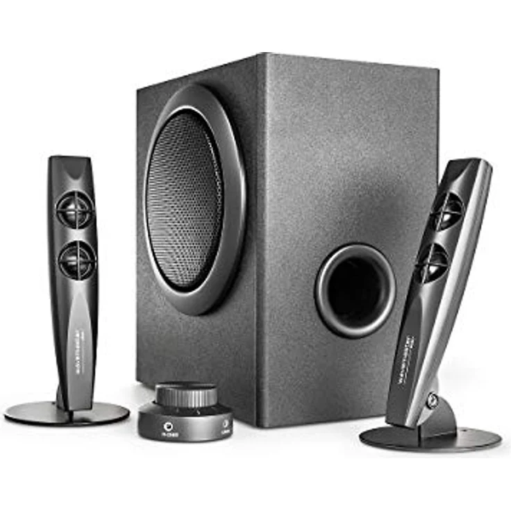 Wavemaster STAX 2.1 Lautsprecher System (46 Watt) Aktiv-Boxen für TV-Tablet-Smartphone-PC schwarz (66201) – Bild 3