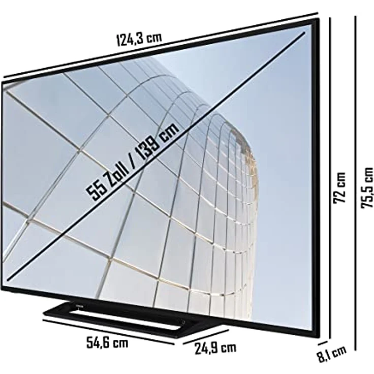Toshiba 55UK3163DG 139 cm (55 Zoll) LED Smart TV (Ultra HD, Dolby Vision, HDR10, HDR HLG, Direct LED) HD-Triple-Tuner (Sat, Antenne, Kabel) Energieklasse G (DE-Modell) – Bild 6