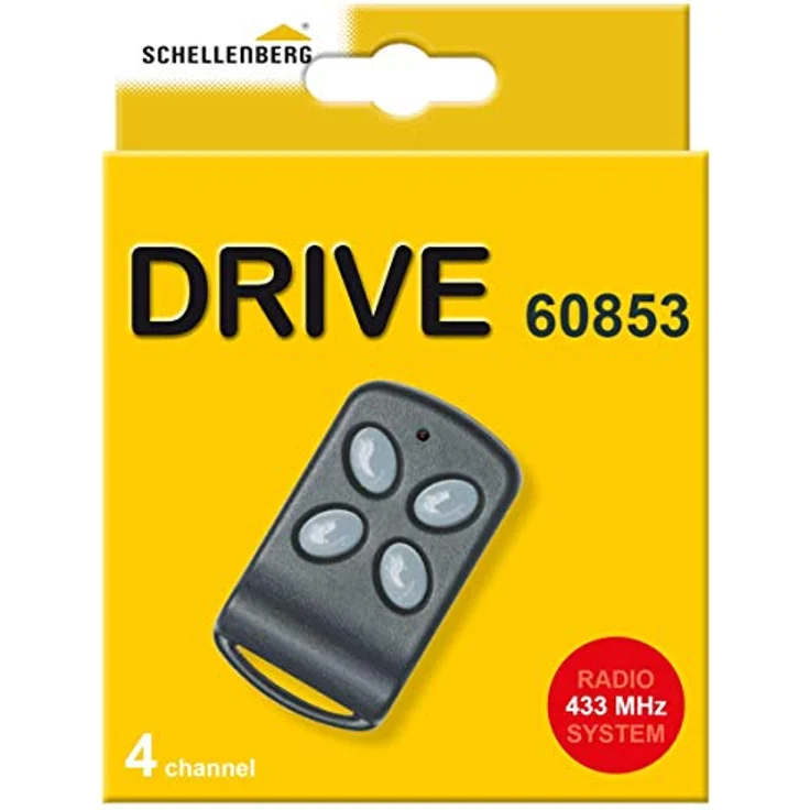 SCHELLENBERG 60853 DRIVE Fernbedienung mit 4 Kanälen, für Garagentorantrieb, inkl. Batterie und Karabiner-Halterung – Bild 2