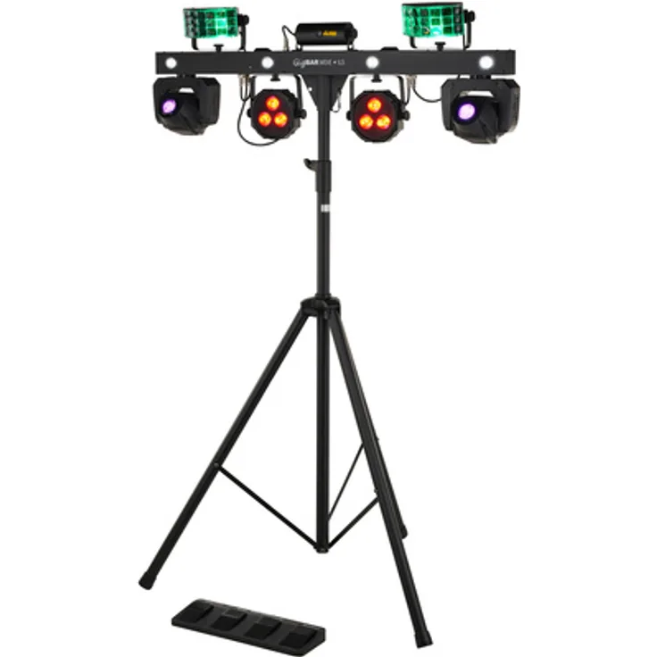 Chauvet DJ GigBAR Move + ILS, 5-in-1 Beleuchtungssystem mit Moving Heads, Derbys, Wash Lights, Laser und Strobe-Effekt, inkl. drahtloser Steuerung und stativ