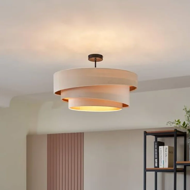 Lindby Deckenlampe 'Jusari' (Modern) in Weiß aus Metall für Wohnzimmer & Esszimmer (3 flammig, E27) - Textil Deckenleuchte – Bild 2
