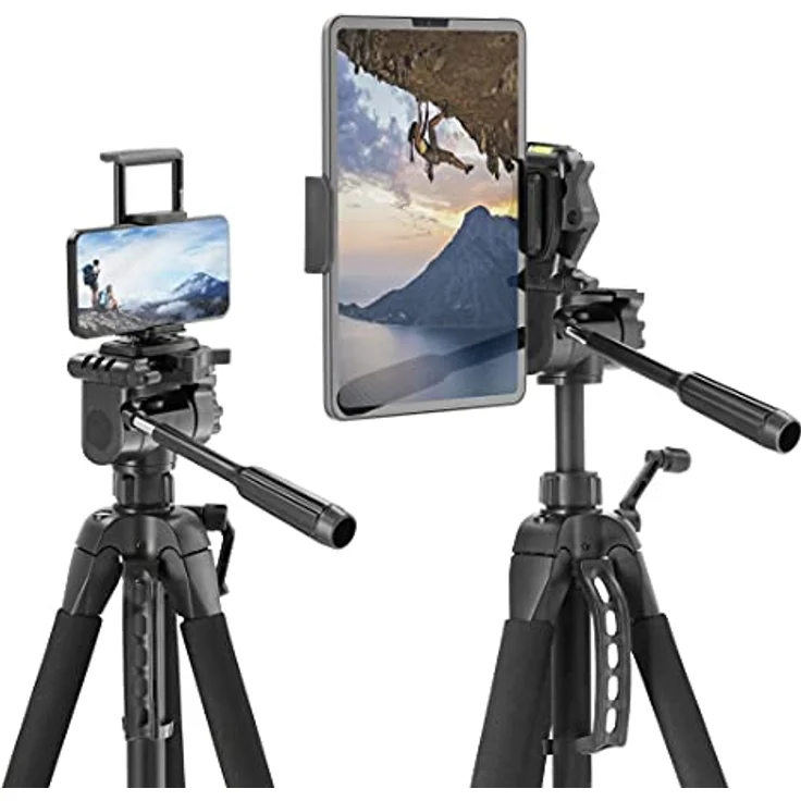 Hama Stativ Kamera Action 170 3D (Tripod mit 62-170cm Höhe, Fotostativ inkl. Handy-Halterung und Tablet-Halterung, Dreibeinstativ mit 3-Wege-Kopf, Spiegelreflexkamera Stativ mit Tasche) Schwarz – Bild 3