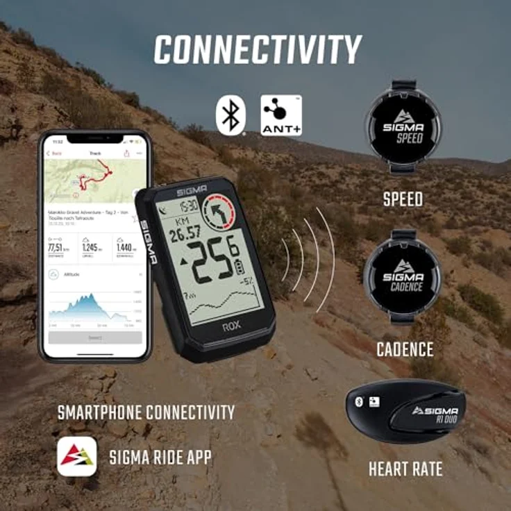 SIGMA ROX 4.0 Endurance Black, kabelloser GPS Fahrradcomputer mit 41 h Akkulaufzeit, E-Bike Kompatibilität, Geschwindigkeits-, Herz- und Trittfrequenzsensoren, OVERCLAMP Butler – Bild 5