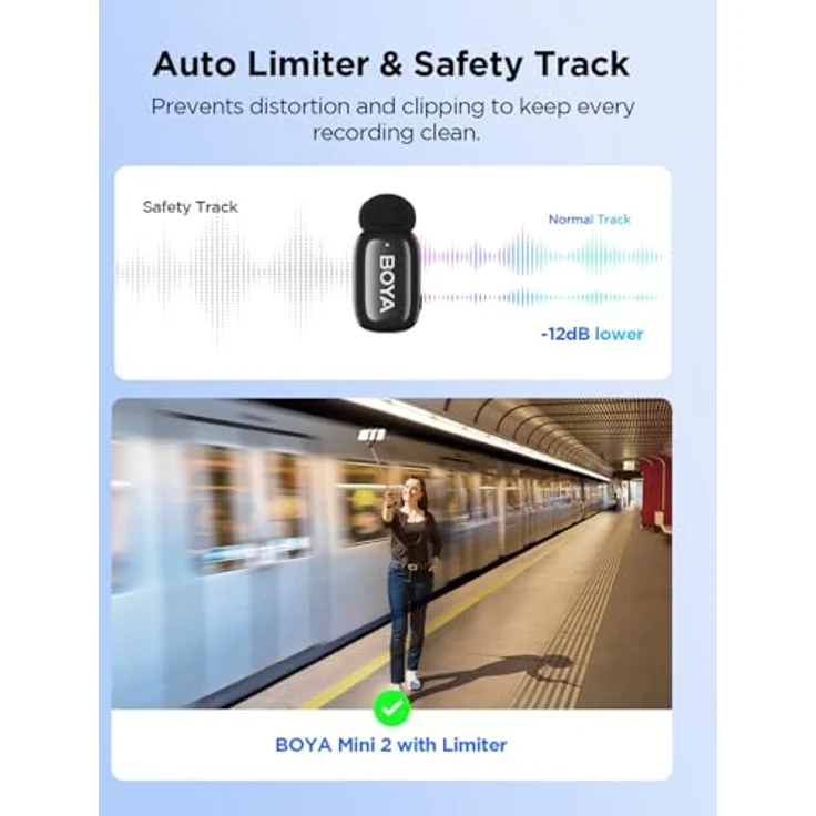 Boya Mini 2-02 (Black), drahtloses Mikrofonsystem mit 1x RX USB-C und 2x TX, ideal für Vlogging und Interviews – Bild 9