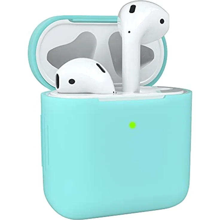 EAZY CASE AirPods Schutzhülle Hellblau Silikon Stoßfest mit Deckel Schutz Antikratz rutschfeste Hülle Türkis – Bild 1