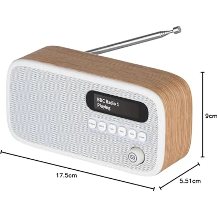 VQ Dexter, DAB/DAB+ Digitalradio & FM Radio in Eiche mit Bluetooth, 60 Speicherplätzen, 3W Lautsprecher – Bild 11