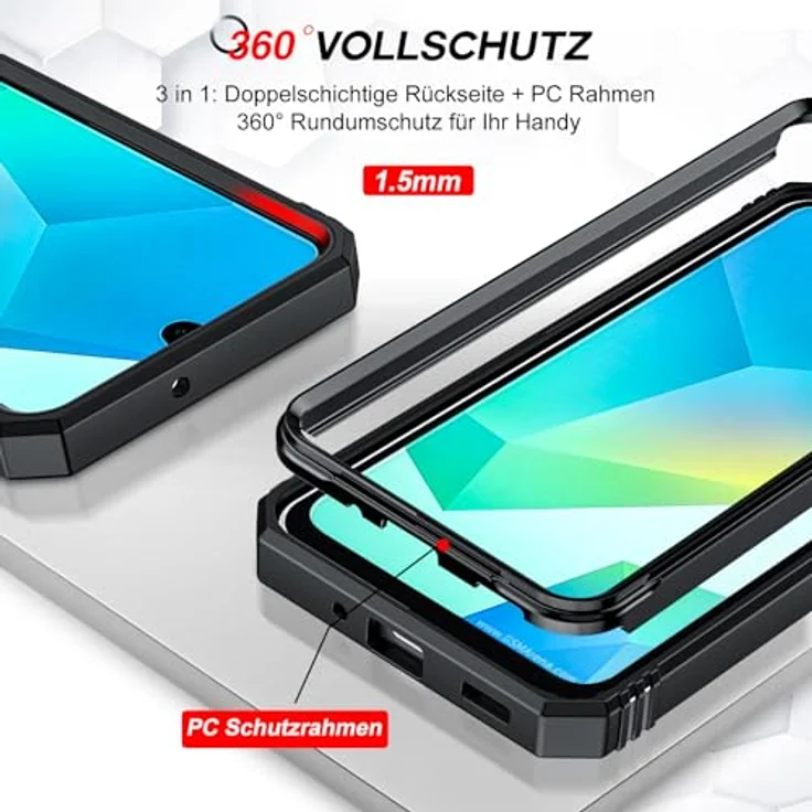 LeYi Panzerhülle für Samsung Galaxy A16 5G, Ständer Case mit Schiebekamera-Abdeckung, stoßfest und kratzfest – Bild 5
