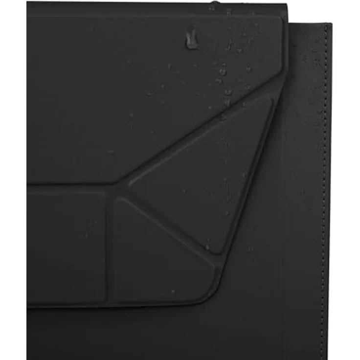 Uniq etui Oslo Laptop Sleeve 14", spritzwasserfeste vegane Lederhülle, Schwarz, mit Magnetverschluss und Ständerfunktion – Bild 4