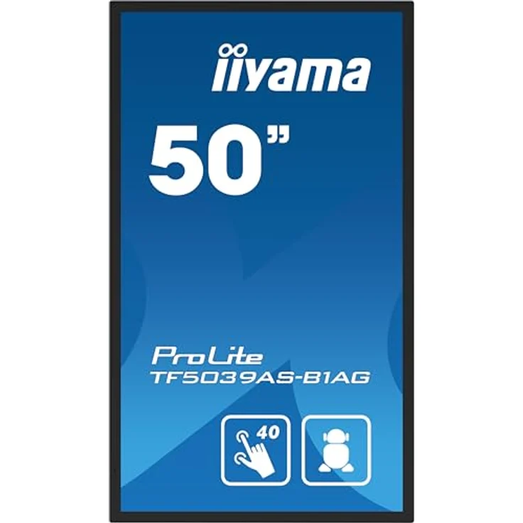 Iiyama Prolite TF5039AS-B1AG 125.7cm 49,5" VA LED-Monitor 4K UHD Open Frame 40 Punkt Multitouch Bonded PCAP kapazitiv HDMI DP RJ45 RS-232c USB2.0 IP65 Android OS AntiGlare Touch-durch-Glass 24/7, Schwarz – Bild 3