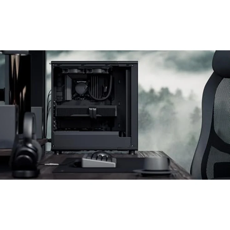 Fractal Design North Momentum Black Edition, PC-Gaming-Gehäuse mit Glas-Seitenfenster, Front aus echtem geschwärztem Eichenholz, inklusive DREI 120mm Momentum-Lüfter, ATX – Bild 5