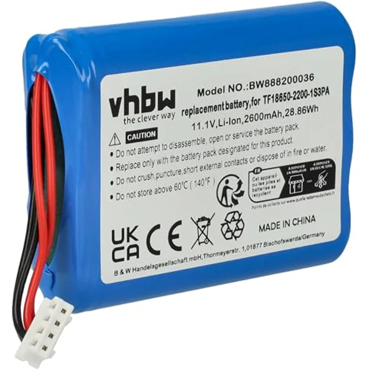 vhbw Akku passend für Marshall Stockwell Bluetooth Lautsprecher Box ersetzt TF18650-2200-1S3PA - (Li-Ion, 2600mAh, 11.1V) - Ersatzakku, Batterie – Bild 2