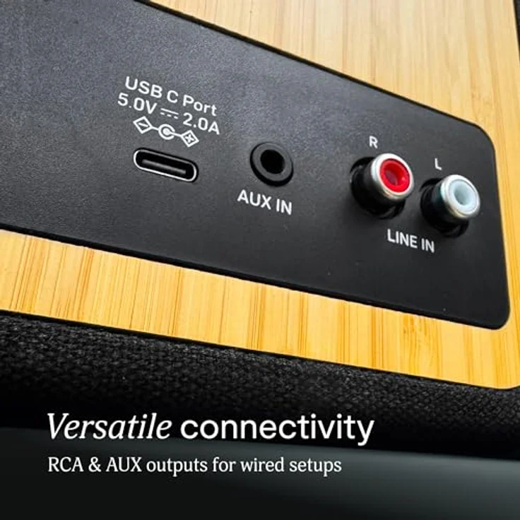 House Of Marley EM-JA028-SB, Get Together Duo 2, Verkabelte und kabellose Stereo-Lautsprecher aus Holz, Schwarz, mit bis zu 25 Stunden Akkulaufzeit und True Wireless Stereo Funktion – Bild 8