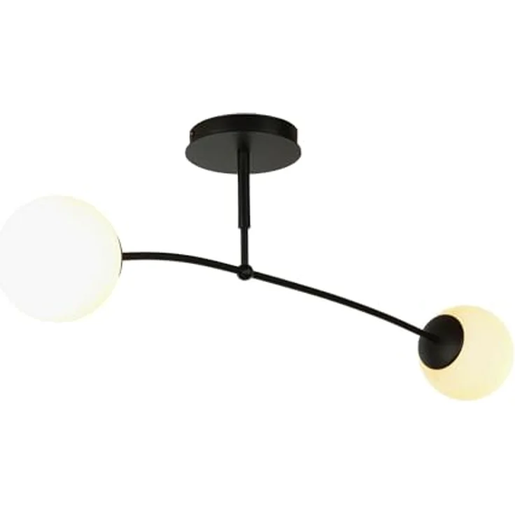 Licht-Erlebnisse XL Deckenleuchte Kugeln Metall Glas in schwarz B:60cm für Esszimmer Wohnzimmer Schlafstube 2xE14 Deckenlampe Kugelleuchte – Bild 3