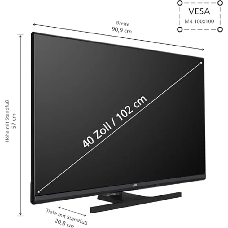 JVC QLED TV 40 Zoll Fernseher Full HD Android Smart TV (HDR, Triple-Tuner, Bluetooth) LT-40VQF545A, Kontrastreiche QLED-Bilder, Android Smart TV mit Google Play Store, Schwarz – Bild 3
