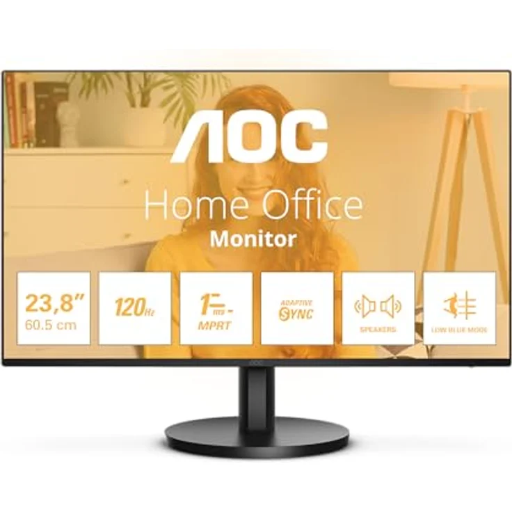 AOC 24B3QA2 24 Zoll Full HD Monitor, 120 Hz, Adaptive Sync, Lautsprecher, 1 ms Reaktionszeit, schwarz – Bild 2