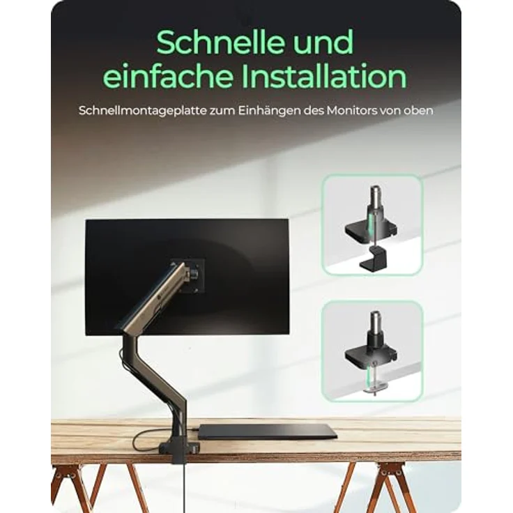ICY BOX IB-MS701-T Monitorhalterung, für Monitore bis 57 Zoll und 27 kg, schwarz, ergonomische Höhen- und Winkeleinstellung – Bild 6