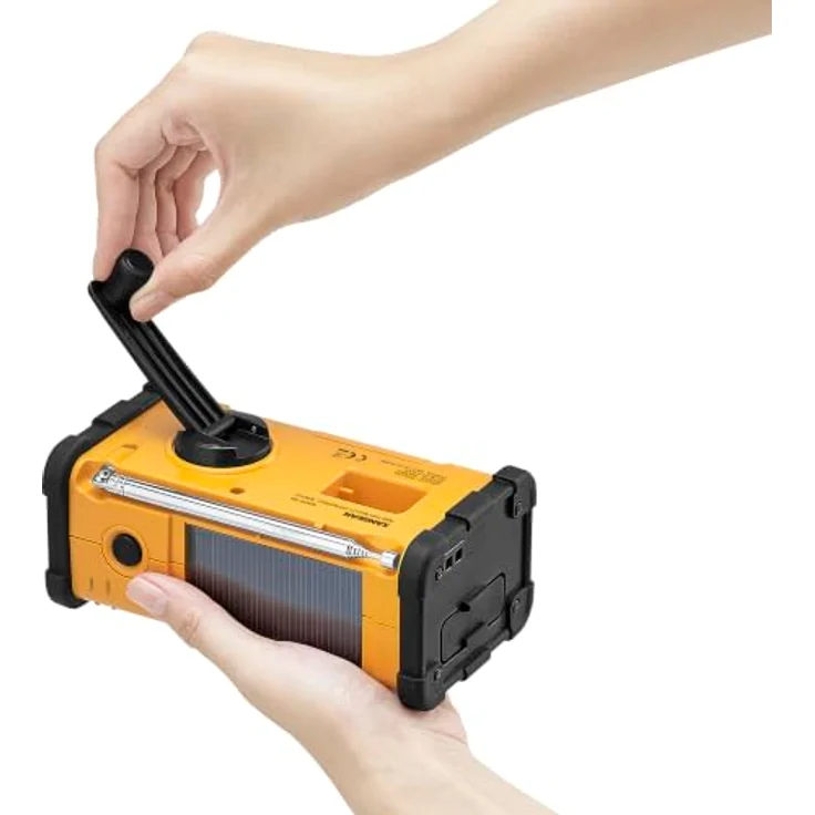 Sangean MMR-88, Hybrid Radio AM/FM/DAB+ mit Taschenlampe, wiederaufladbar, Solarpanel, schwarz-gelb – Bild 5