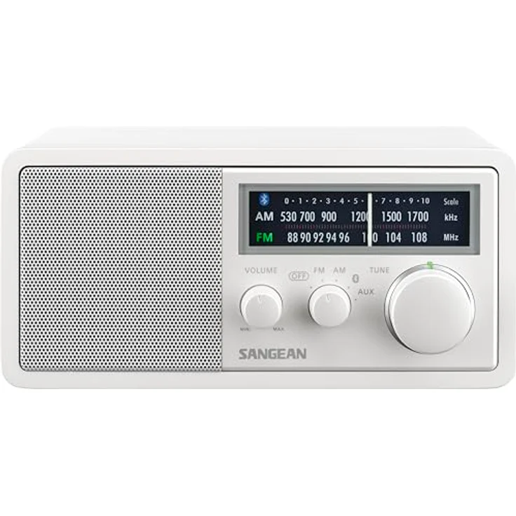 Sangean WR-11BT+ LE, Tischradio mit Bluetooth und AUX-Eingang, Holzgehäuse, weiss – Bild 1
