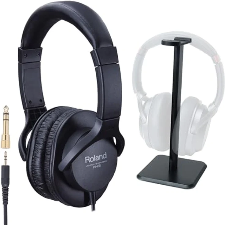 Roland RH-5 Kopfhörer mit Tisch-Stativ, geschlossener Kopfhörer, 40mm-Treiber, schwarz – Bild 1