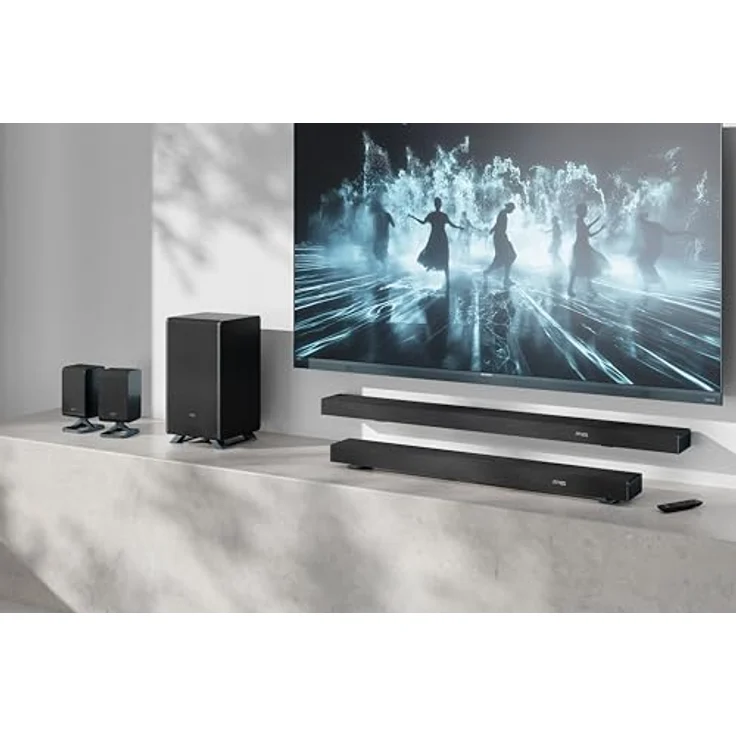 SHARP HT-SBW55121(BK) 5.1.2 Dolby Atmos® / DTS:X® Soundbar mit 650W, drahtlosem Subwoofer, Bluetooth 5.3 und HDMI eARC, schwarz – Bild 2