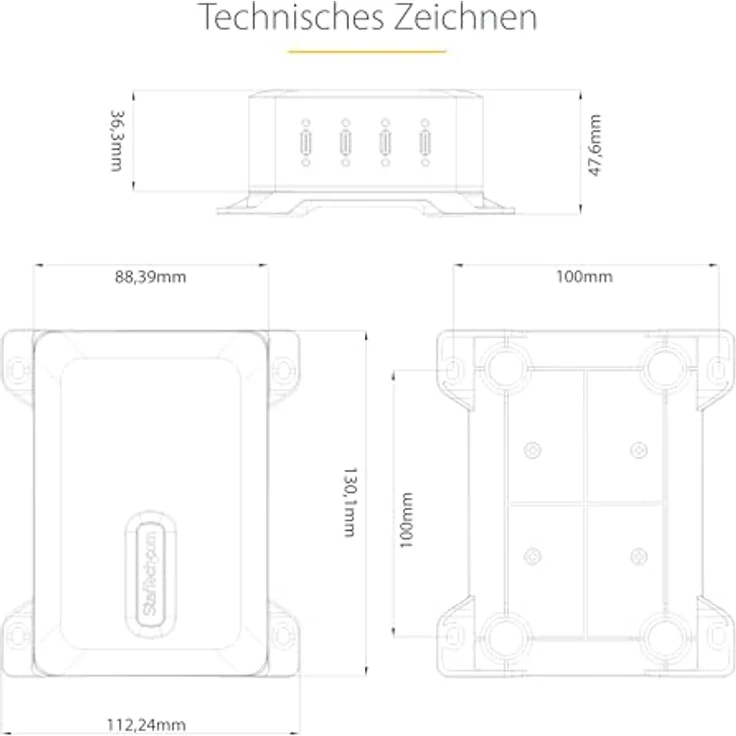 Startech.com 4-Port USB-C Charger, 240W Netzteil mit Power Delivery 3.1 und Oberflächenmontagehalterung – Bild 12