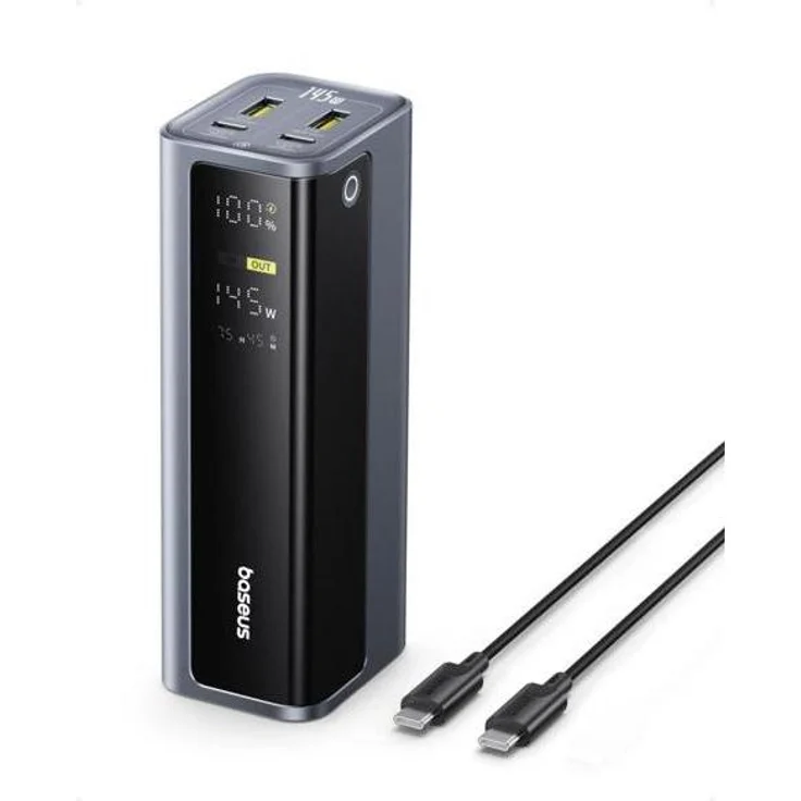 Baseus EnerGeek GP12, Powerbank mit 20800 mAh, 145 W, digitalem Display und Schnellladefunktion, grau
