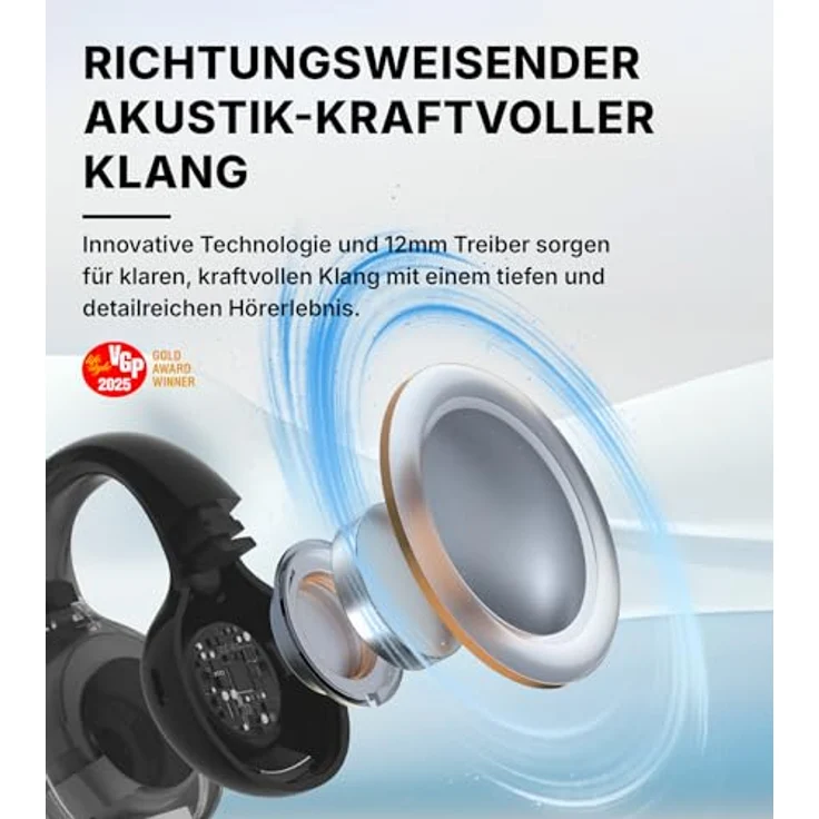 Edifier R1 Open-Ear True Wireless Earbuds, Bluetooth 5.4, AI Clear Calls, 28 Std. Akku, Schnellladung, Multipoint-Verbindung, IP56, Grau – Bild 2