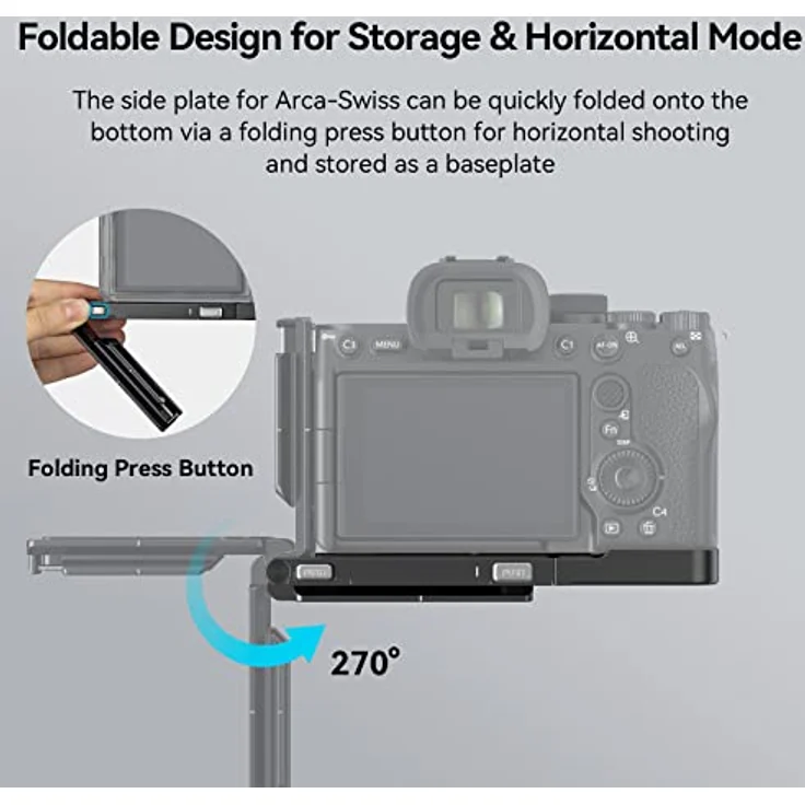 SMALLRIG Faltbare L-Halterung für Sony A7R V / A7 IV / A7S III, L-Bracket Faltbare Seitenplatte für Arca-Swiss, unterstützt den schnellen Wechsel zwischen horizontaler und vertikaler Aufnahme - 3984 – Bild 3