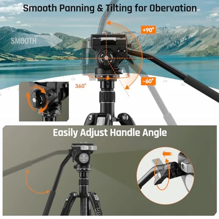 SIRUI Europe Sportich SP024 + B5X, Carbon Dreibeinstativ 1/4 Zoll, Arbeitshöhe 31 - 159 cm, leicht und stabil für Outdoor-Beobachtungen – Bild 9