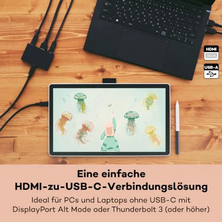 Wacom HDMI Converter Kit, Anschlusslösung für Wacom One 14 und Wacom Movink mit HDMI- und USB-Kabeln – Bild 7