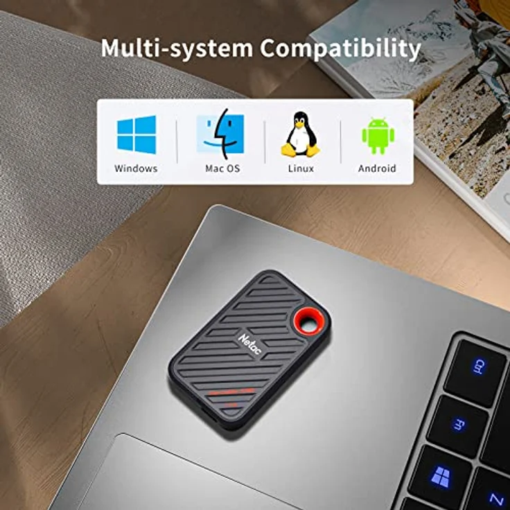 Netac ZX20 Extreme 1TB Portable NVMe SSD USB 3.2 Gen 2x2 Bis zu 2000MB/s Lesen und 1700MB/s Schreiben Unterstützung Win to Go Staubbeständig Schwarz – Bild 5