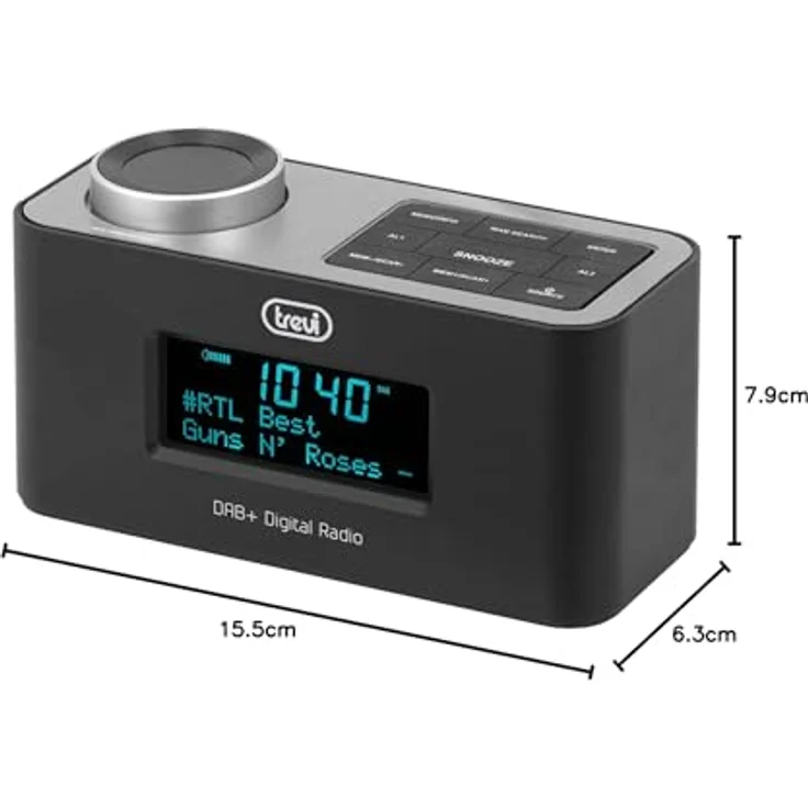 Trevi RC 80D6 DAB Elektronischer Radiowecker mit Digitalempfänger DAB-DAB+ und FM mit RDS, großes LED-Display, Snooze-Funktion, Sleep-Funktion, Powerbank, AUX-IN, USB Charge – Bild 4