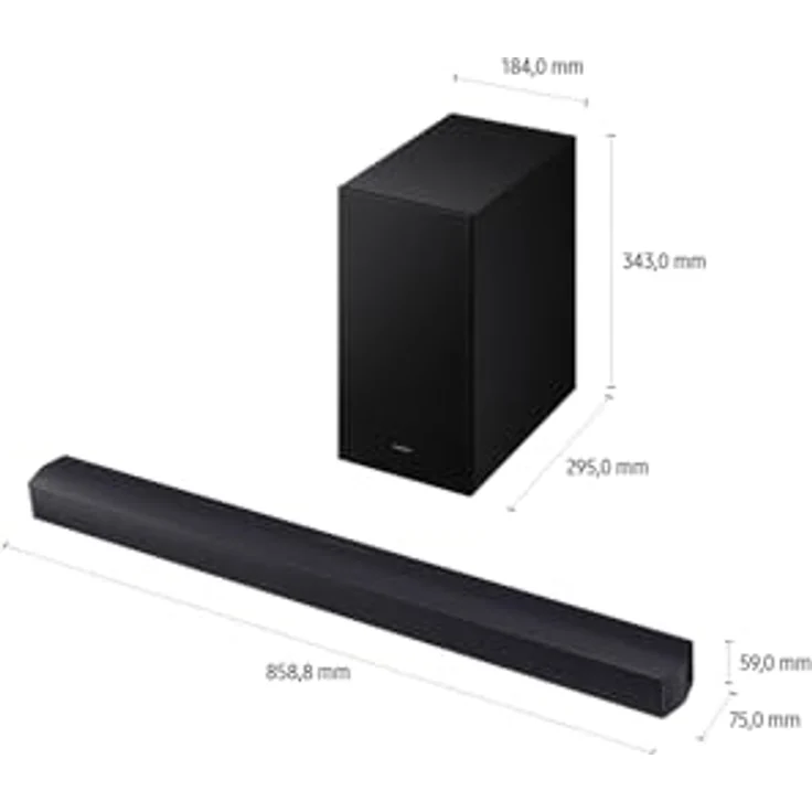Samsung B-Series Soundbar HW-B460GF, 2.1-Kanal mit 300 W, kabellosem Subwoofer, Dolby Audio, DTS Virtual:X und Sprachverbesserung, Schwarz – Bild 4