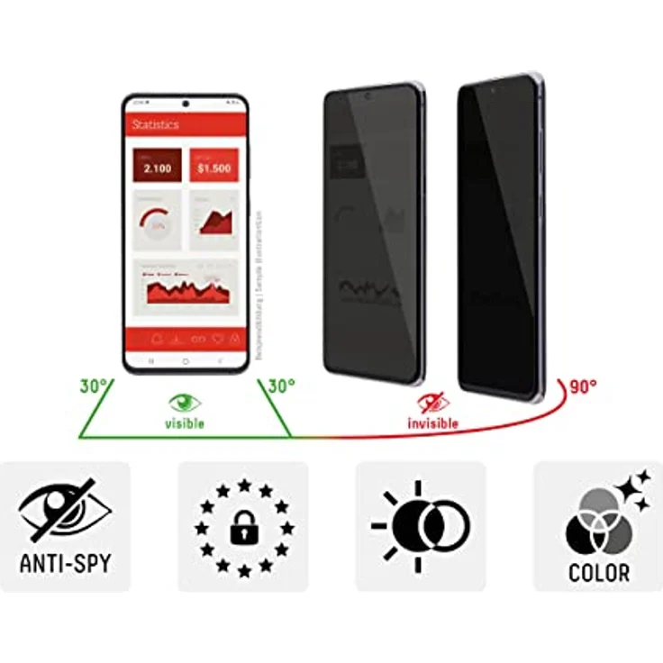 Displex Schutzfolie Privacy Glass, Blickschutz in Schwarz – Bild 3